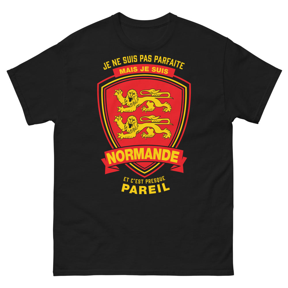 T-shirt Fierté Normande noir - Je ne suis pas parfaite mais je suis Normande