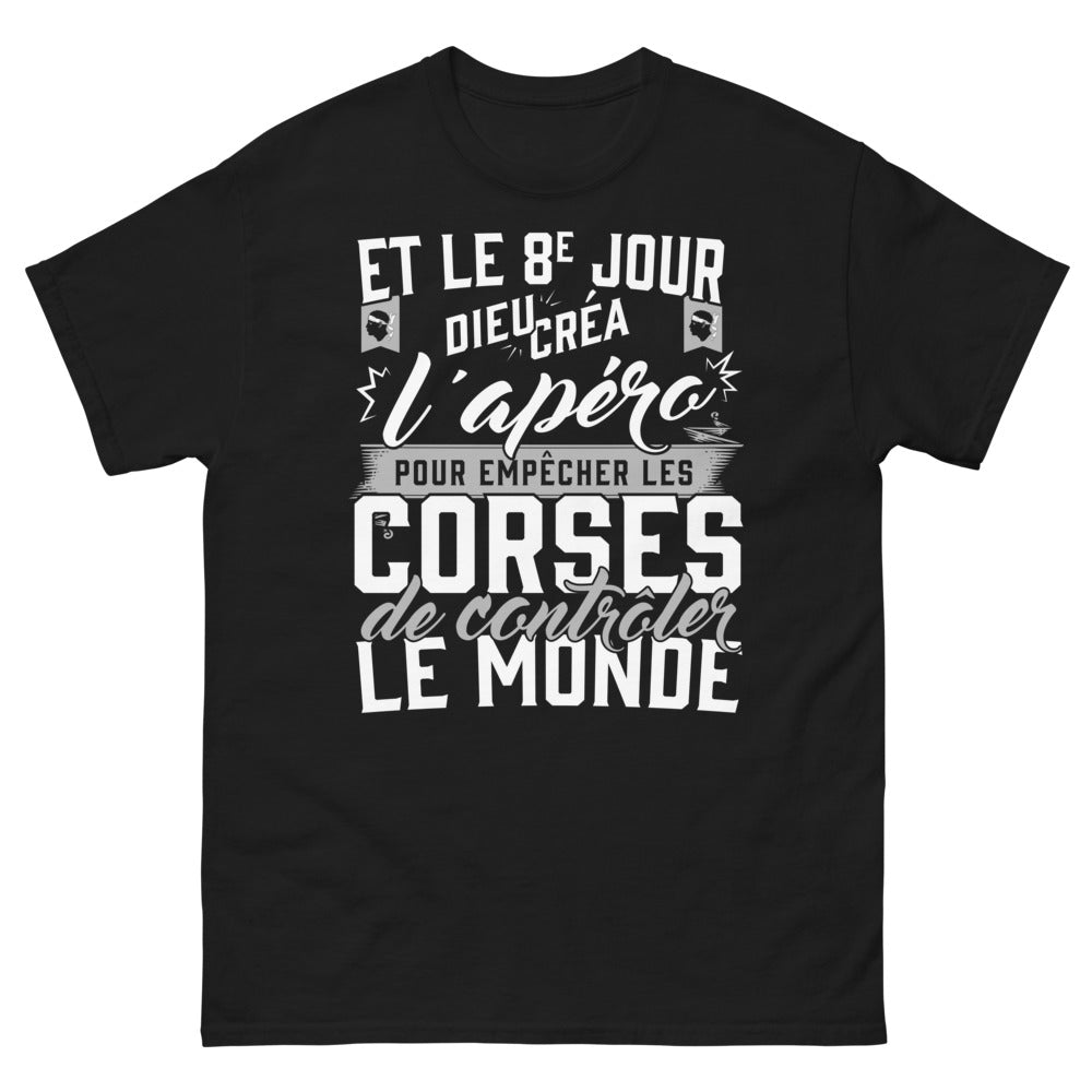 T-shirt Corse noir - Et le 8e jour, Dieu créa l'apéro