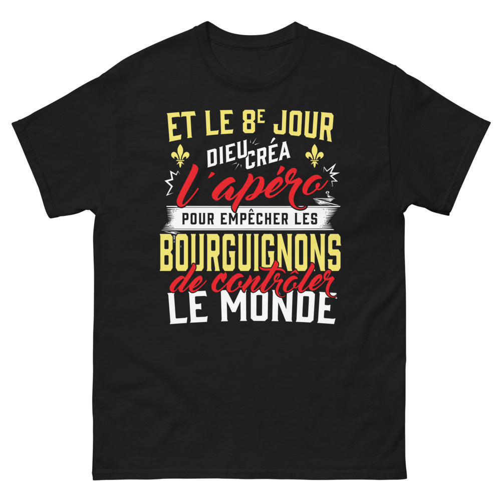 T-shirt Bourgogne noir - Et le 8e jour Dieu créa l'apéro