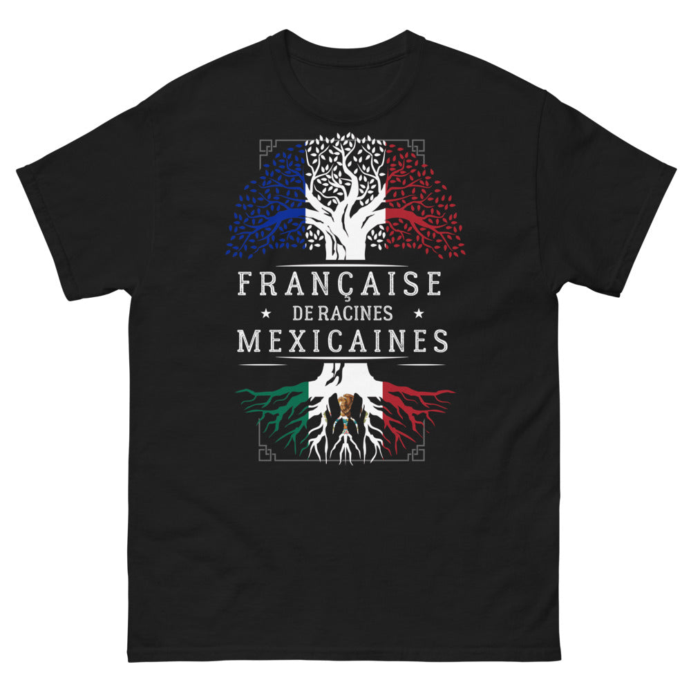 T-shirt Française de racines mexicaines noir - Double fierté France & Mexique