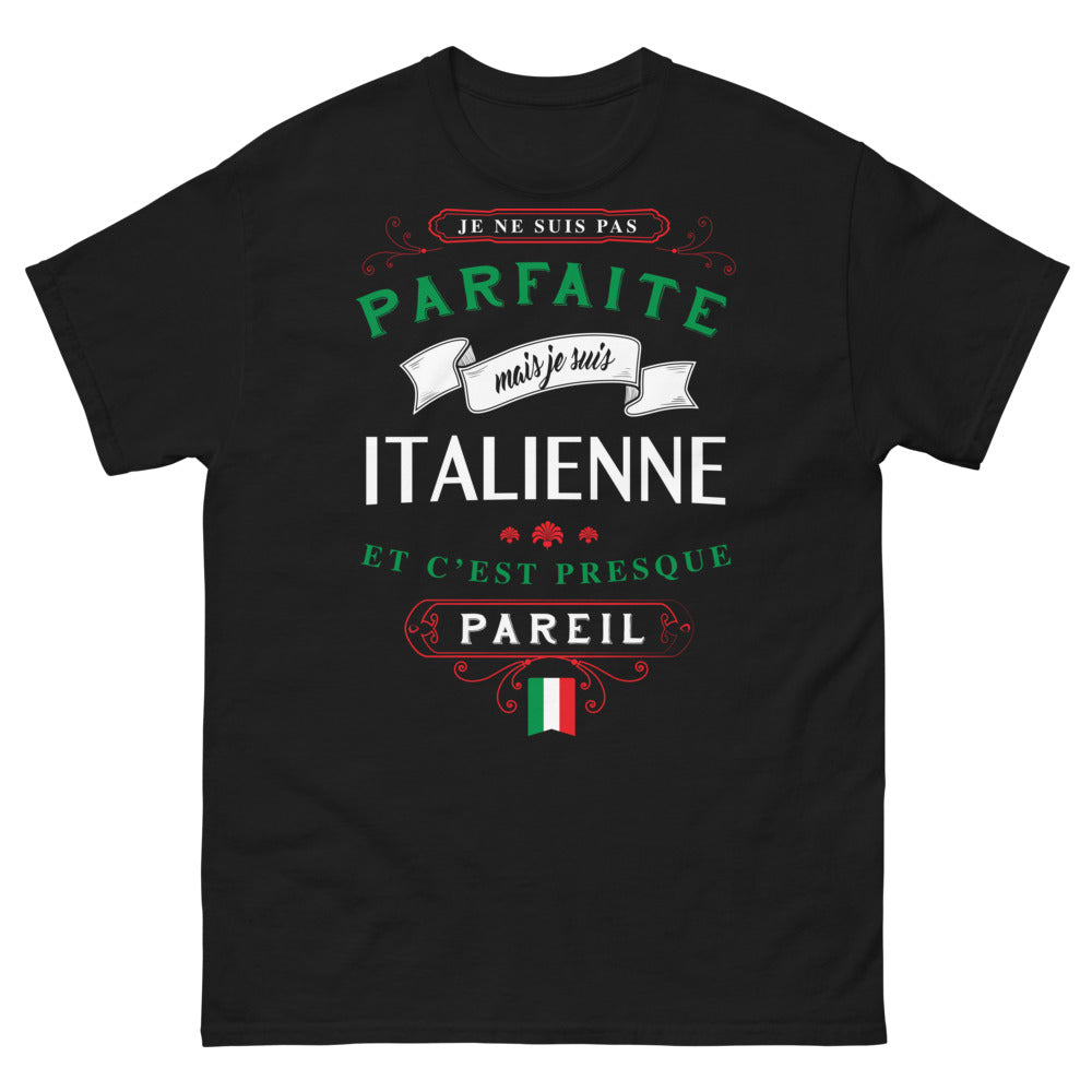 T-shirt Italie noir - Je ne suis pas parfaite mais je suis Italienne