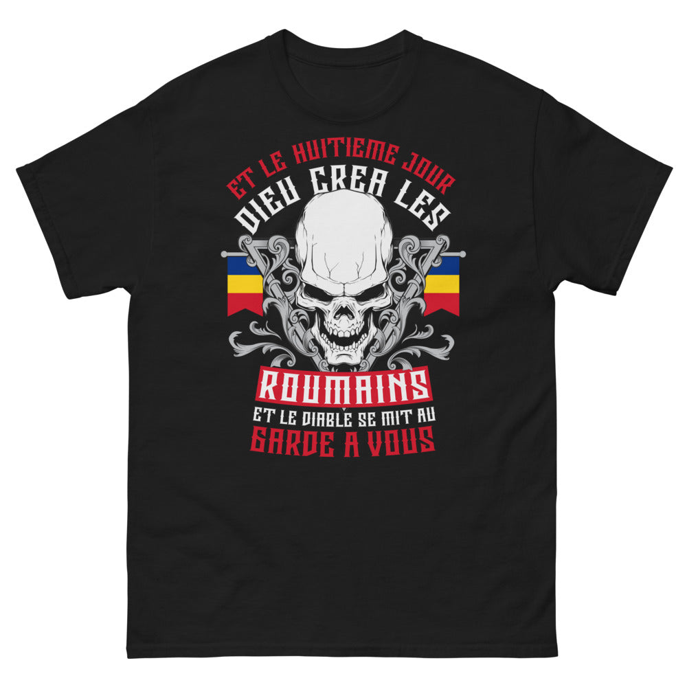 T-shirt Roumains noir - Dieu créa les Roumains
