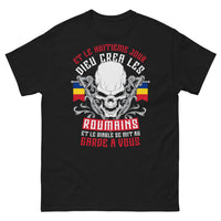 Thumbnail for T-shirt Roumains noir - Dieu créa les Roumains