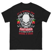 Thumbnail for T-shirt Portugais noir - Dieu créa les Portugais, slogan malicieux