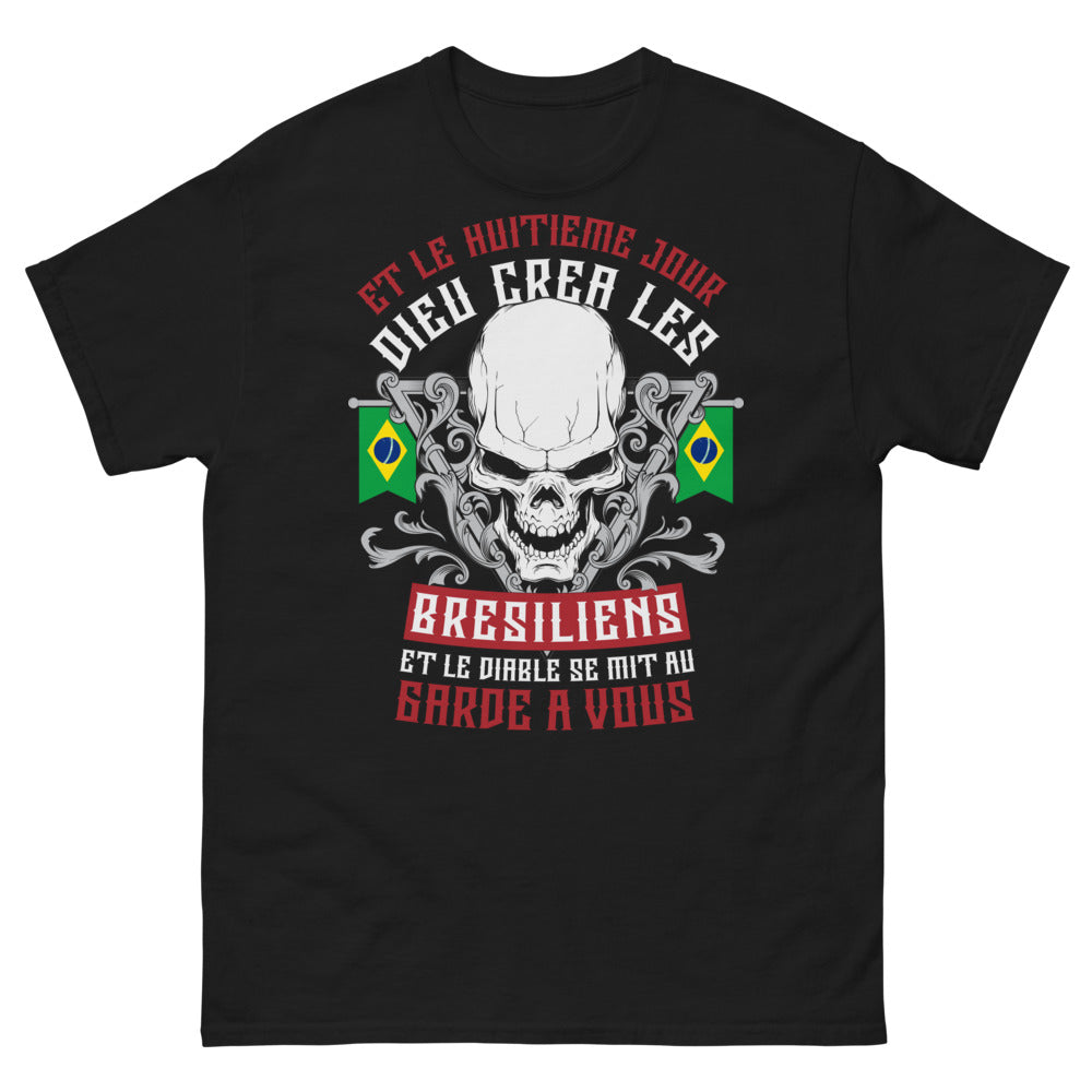 T-shirt Brésilien noir - Et le huitième jour, Dieu créa les Brésiliens