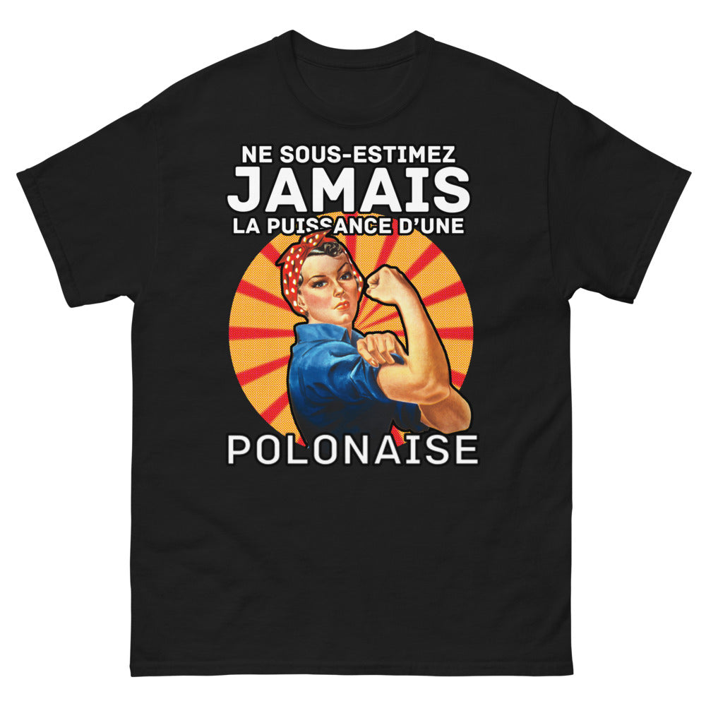 T-shirt Polonaise noir - Ne sous-estimez jamais la puissance d'une Polonaise