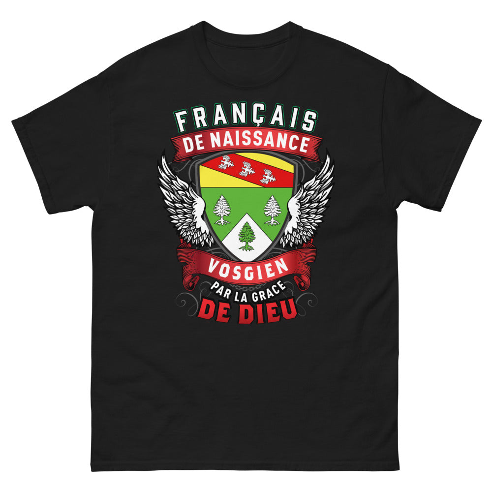 T-shirt Vosgien noir - Français de naissance, Vosgien par la Grâce de Dieu