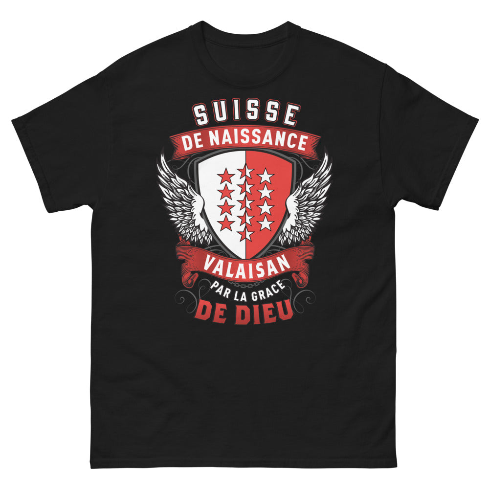 T-shirt Valaisan noir - De naissance par la grâce de Dieu