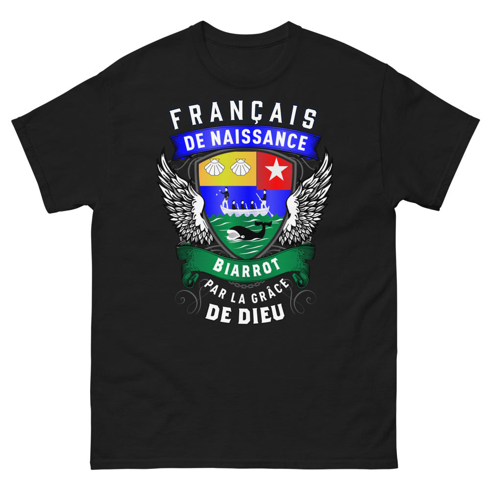T-shirt Biarrot noir - Français de naissance, fierté basque