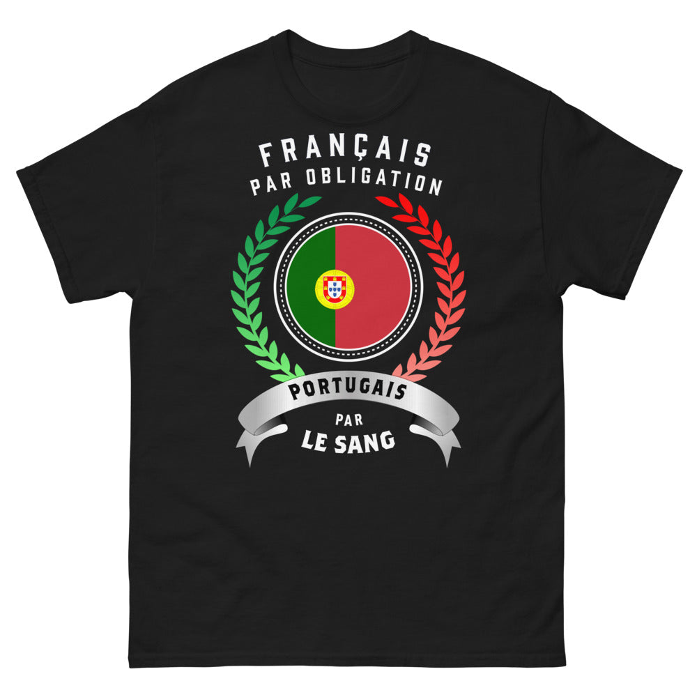 T-shirt Franco-portugais noir - Français par obligation, Portugais par le sang