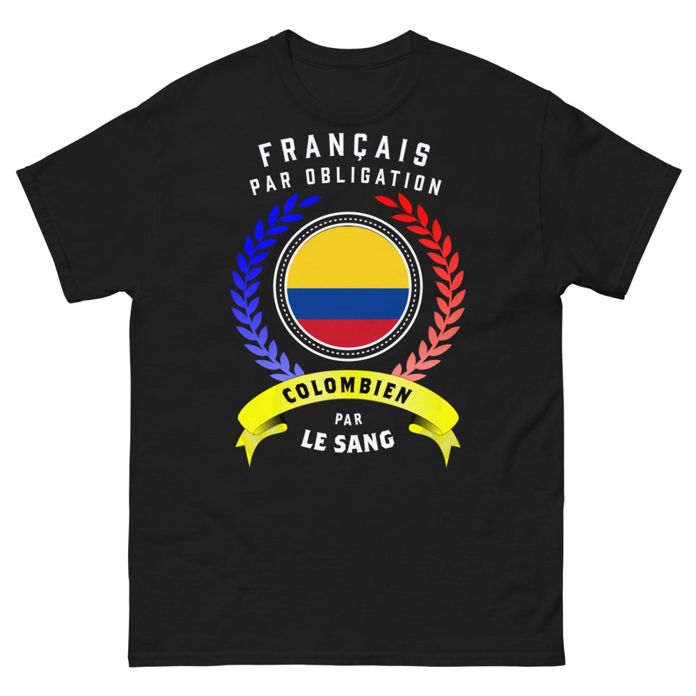 T-shirt Français/Colombien noir - Français par obligation, Colombien par le sang