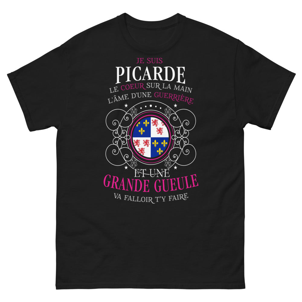 T-shirt Picarde noir - cœur sur la main, guerrière et grande gueule