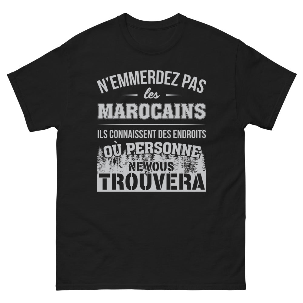T-shirt Maroc noir - Ne vous attardez pas aux Marocains