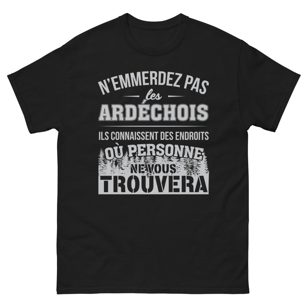 T-shirt Ardèche noir - N'emmerdez pas les Ardéchois
