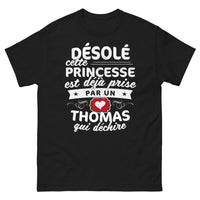 Thumbnail for T-shirt prénom Thomas noir - princesse déjà prise, humour espiègle