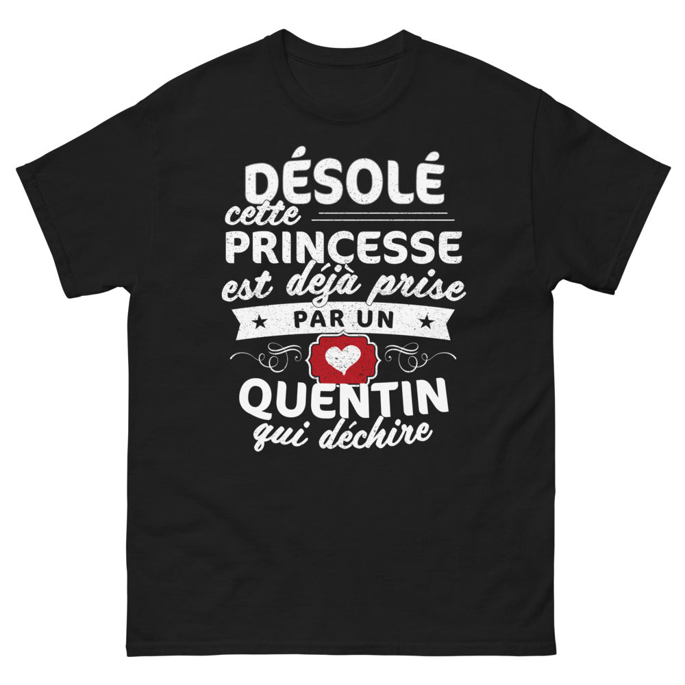 T-shirt Quentin noir - Désolée, cette princesse est déjà prise