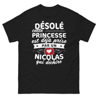Thumbnail for T-shirt Nicolas noir - Désolé, cette princesse est déjà prise
