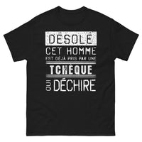 Thumbnail for T-shirt Tchèque noir - Désolé, cet homme est déjà pris par une Tchèque qui déchire