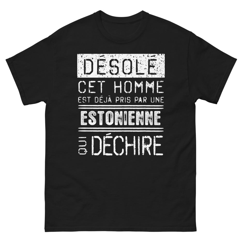 T-shirt Estonie noir - Désolé, cet homme est déjà pris par une Estonienne