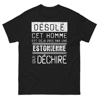 Thumbnail for T-shirt Estonie noir - Désolé, cet homme est déjà pris par une Estonienne