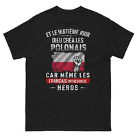 Thumbnail for T-shirt Polonais noir - Même les Français ont besoin de héros