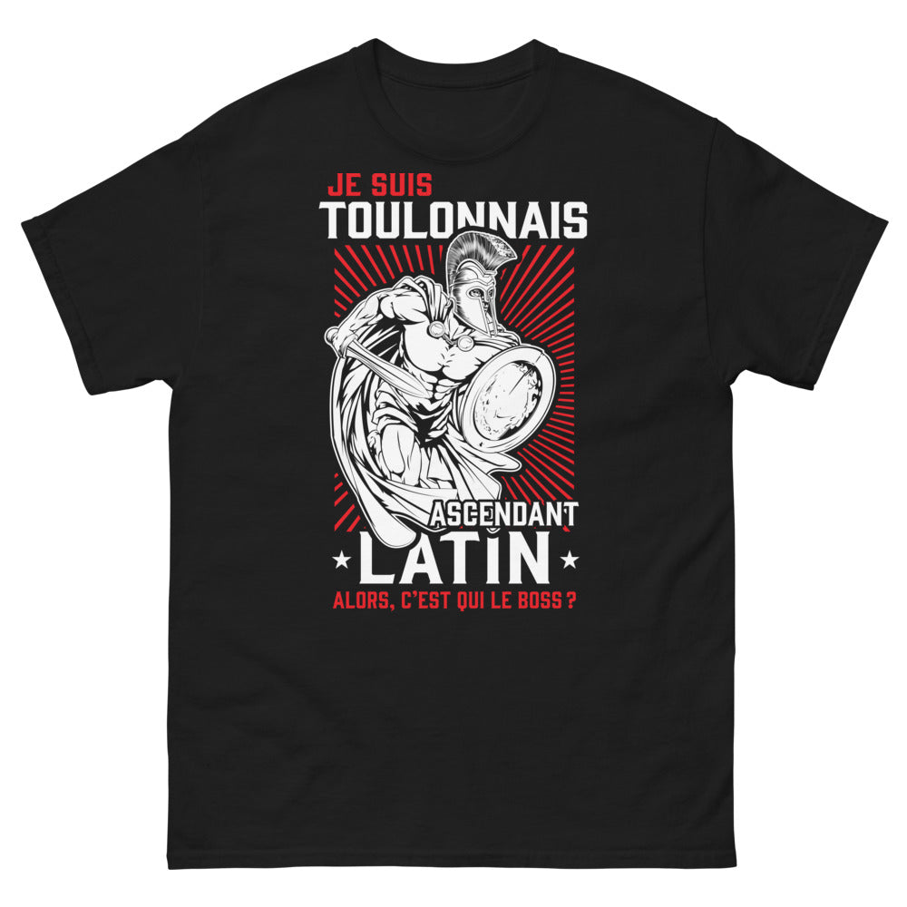 T-shirt Toulonnais ascendant Latin noir - 'Qui est le Boss ?'