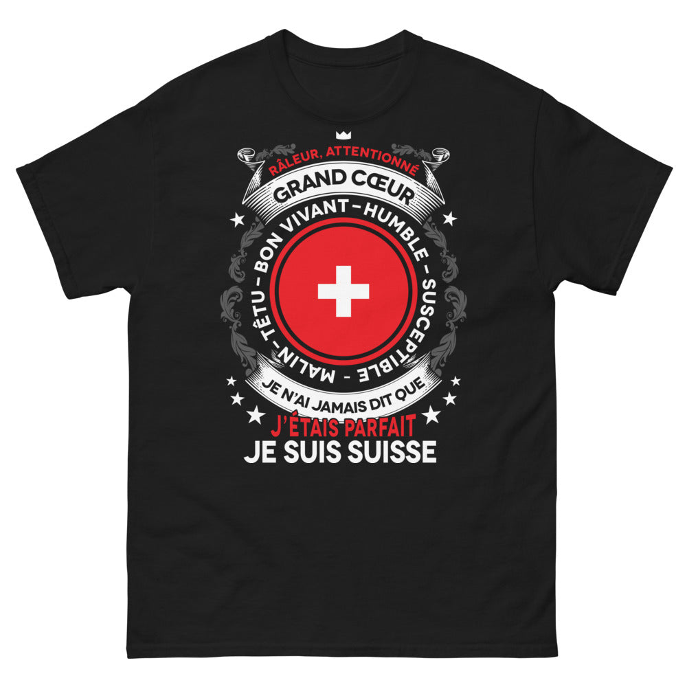 T-shirt Suisse noir - Râleur mais attentionné
