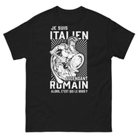 Thumbnail for T-shirt Italien ascendant Roumain noir - Je suis Italien ascendant Roumain : c'est qui le boss ?