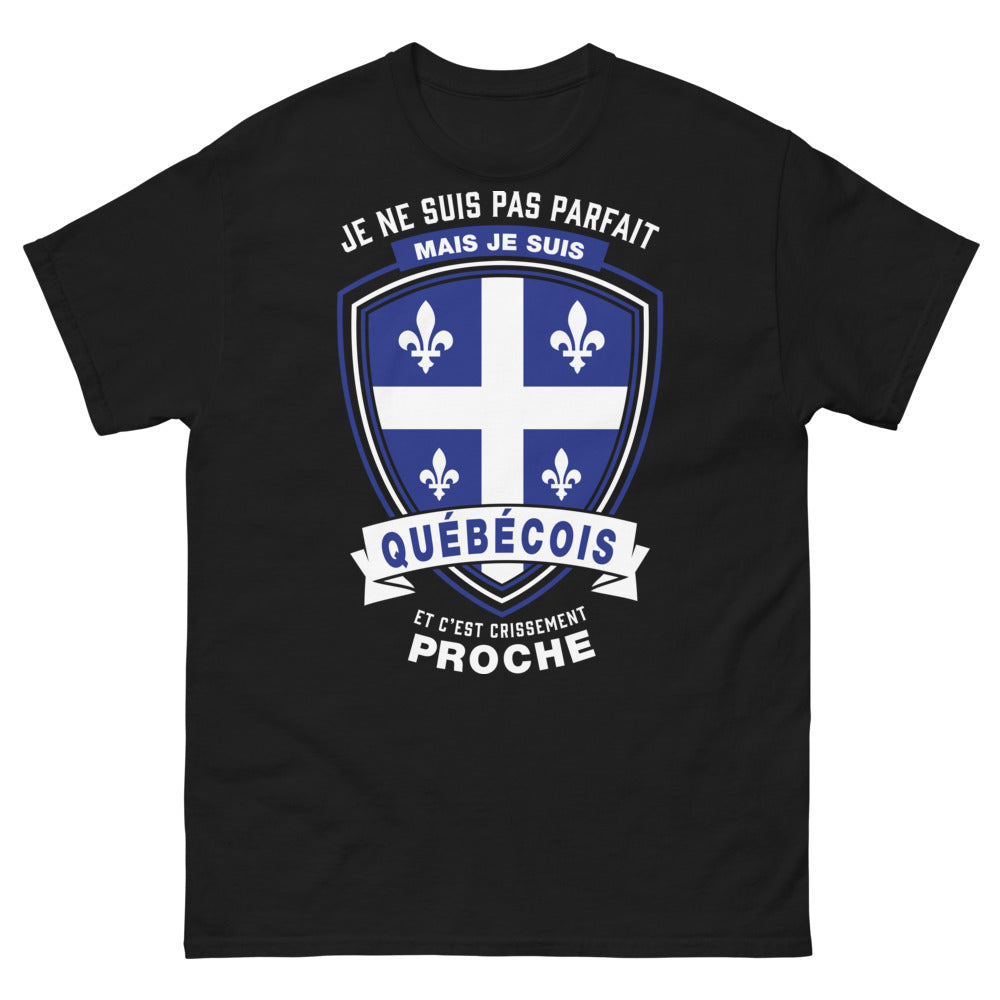 T-shirt Québécois noir - Je ne suis pas parfait mais je suis Québécois