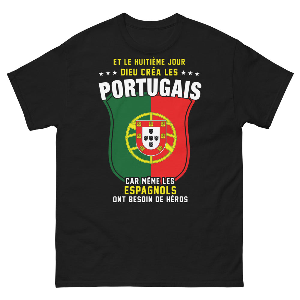 T-shirt Portugais noir - Et le huitième jour, Dieu créa les Portugais