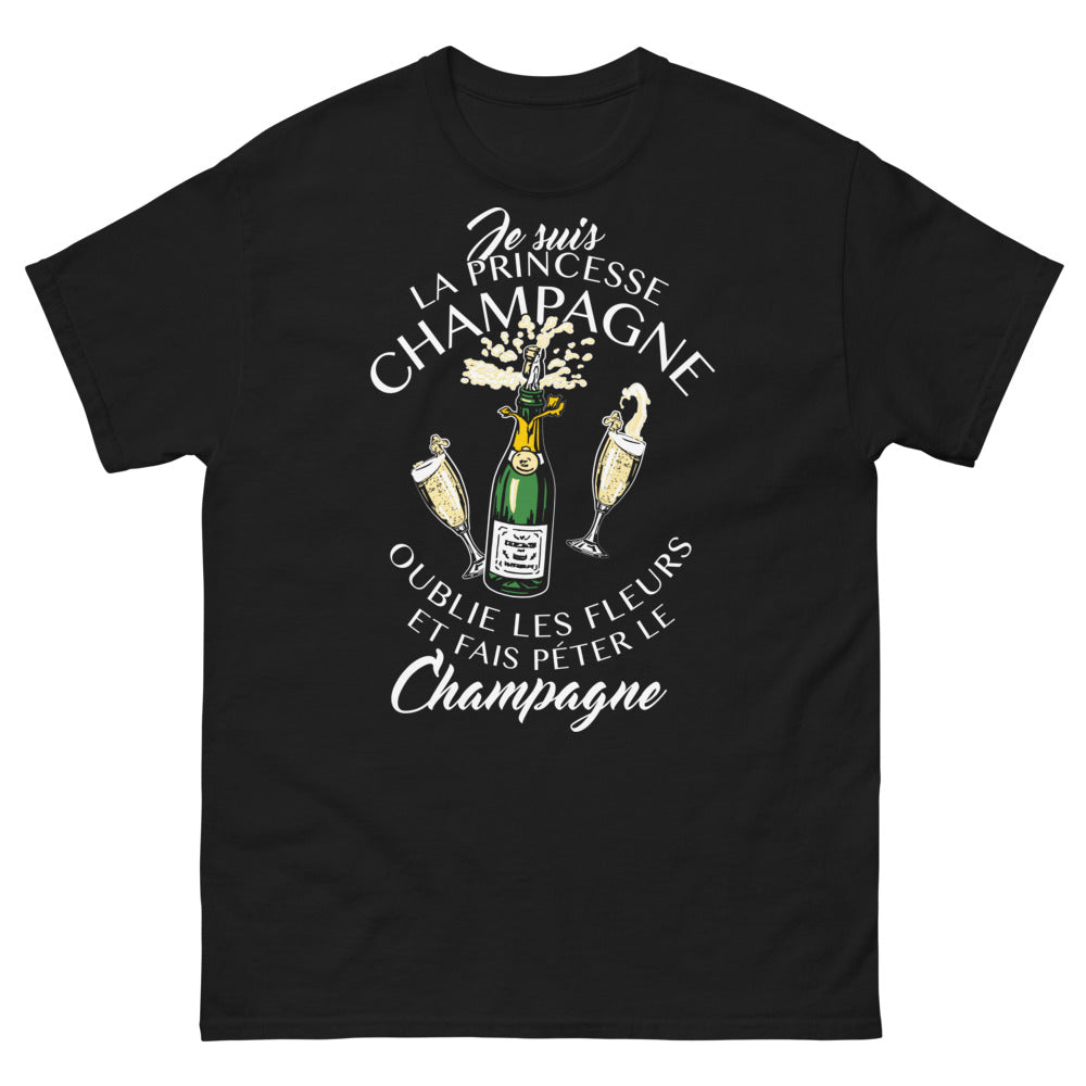 T-shirt Champagne noir - Je suis la princesse du champagne