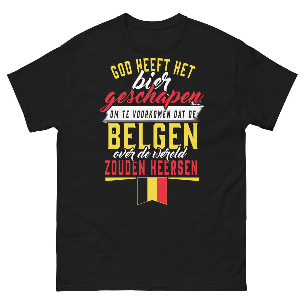 T-shirt Belgique noir - Dieu a créé la bière