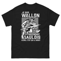 Thumbnail for T-shirt Wallon noir - Je suis Wallon Ascendant Gaulois, Qui est le patron ?