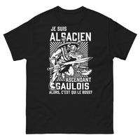 Thumbnail for T-shirt Alsacien noir - Ascendant Gaulois « Qui est le boss ? »