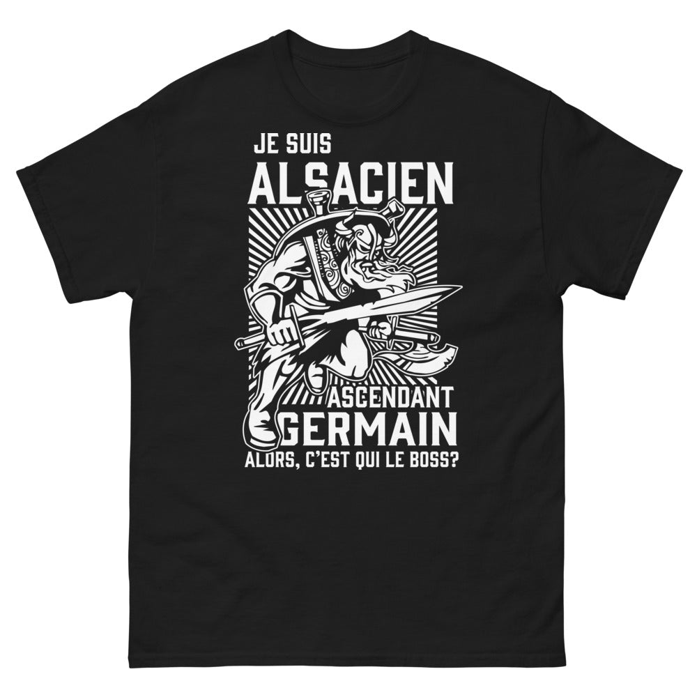 T-shirt Alsacien Ascendant Germain noir - 'Qui est le Boss ?' 