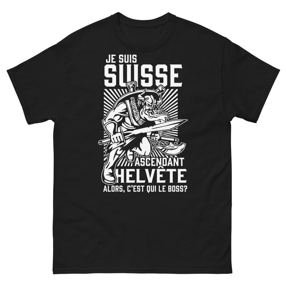 T-shirt Suisse Ascendant Helvète noir - Le boss des montagnes