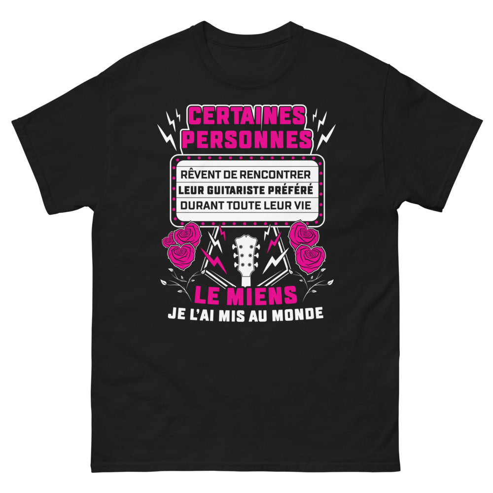 T-shirt guitariste noir - Le rêve de rencontrer son guitariste préféré réalisé