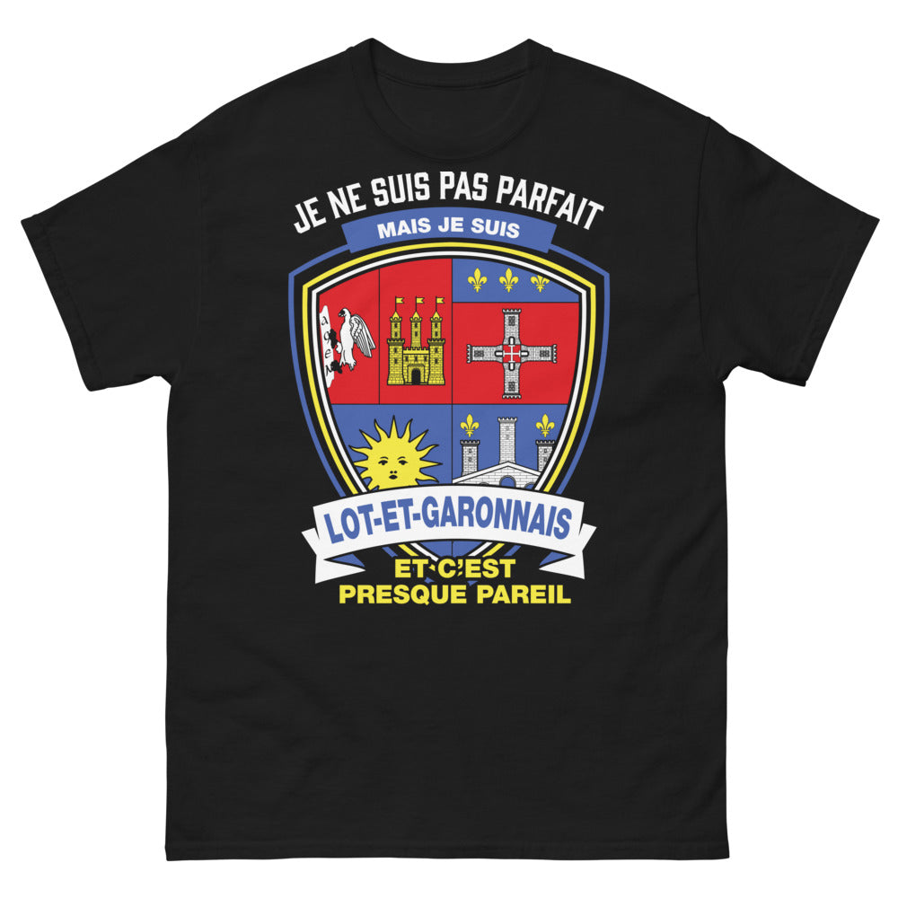 T-shirt Lot-et-Garonnais noir - Je ne suis pas parfait mais je suis Lot-et-Garonnais