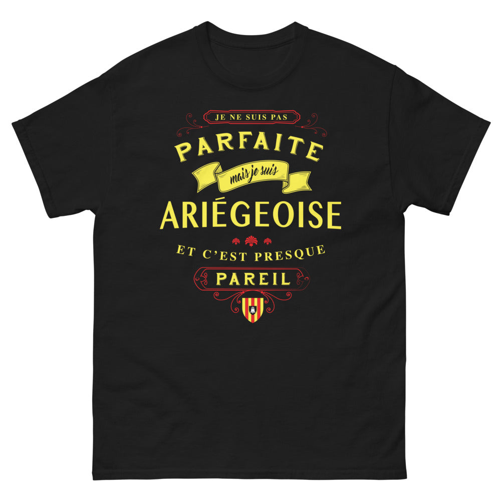 T-shirt Ariégeoise noir - Je ne suis pas parfaite mais je suis Ariégeoise