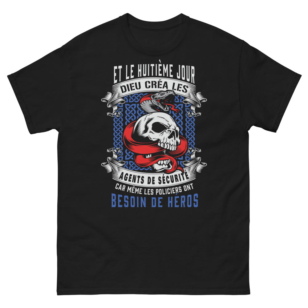 T-shirt Agents de sécurité noir - Et le huitième jour, Dieu créa les agents