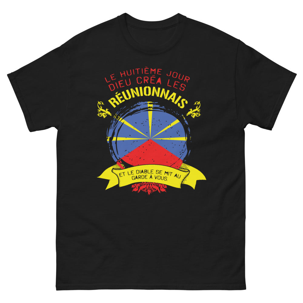 T-shirt Réunionnais noir - Le diable se mit au garde-à-vous