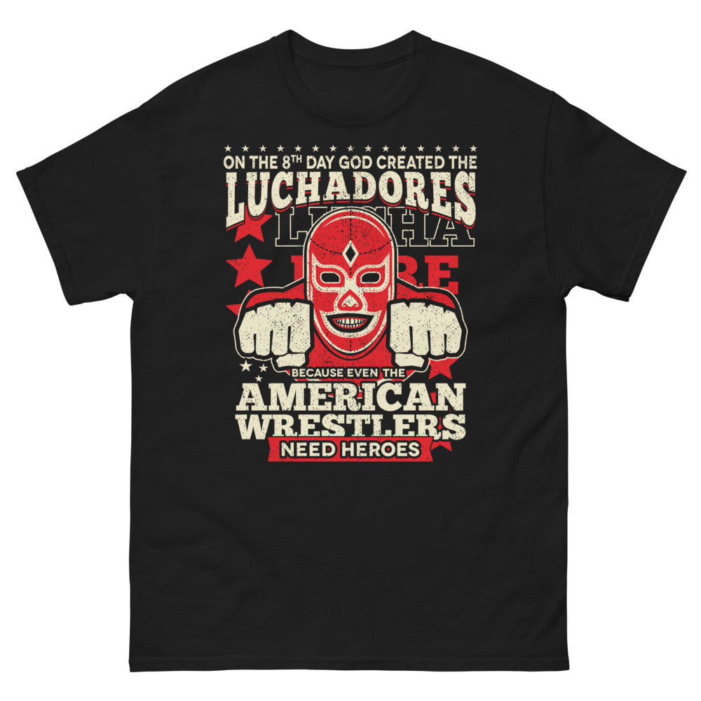 T-shirt Lucha libre noir - Héros du catch, humour divin