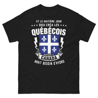 Thumbnail for T-shirt Québécois noir - Le huitième jour Dieu créa les Québécois