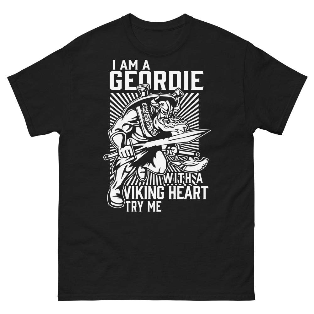T-shirt Geordie noir - I Am A Geordie With A Viking Heart