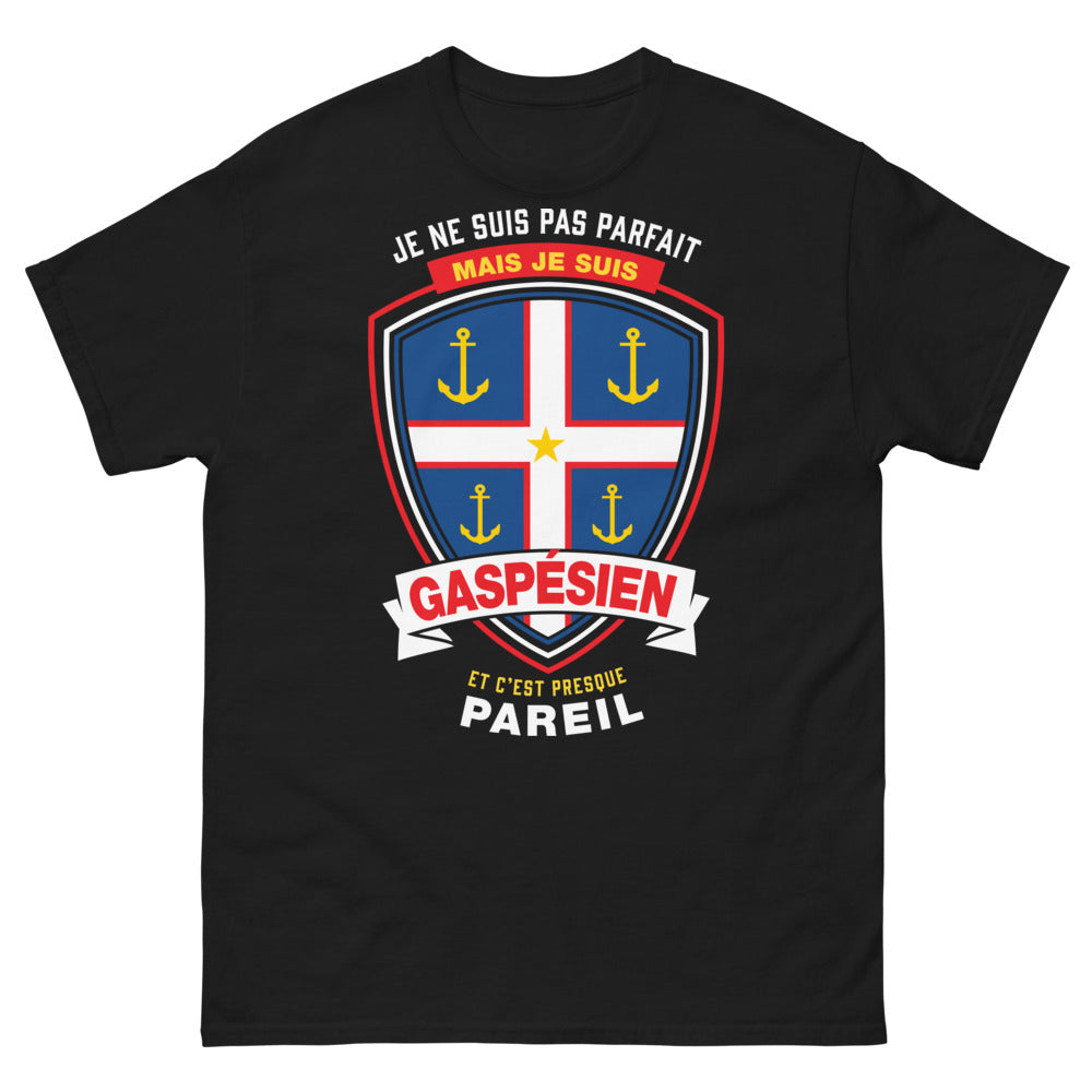 T-shirt Gaspésie noir - Je ne suis pas parfait, mais je suis Gaspésien