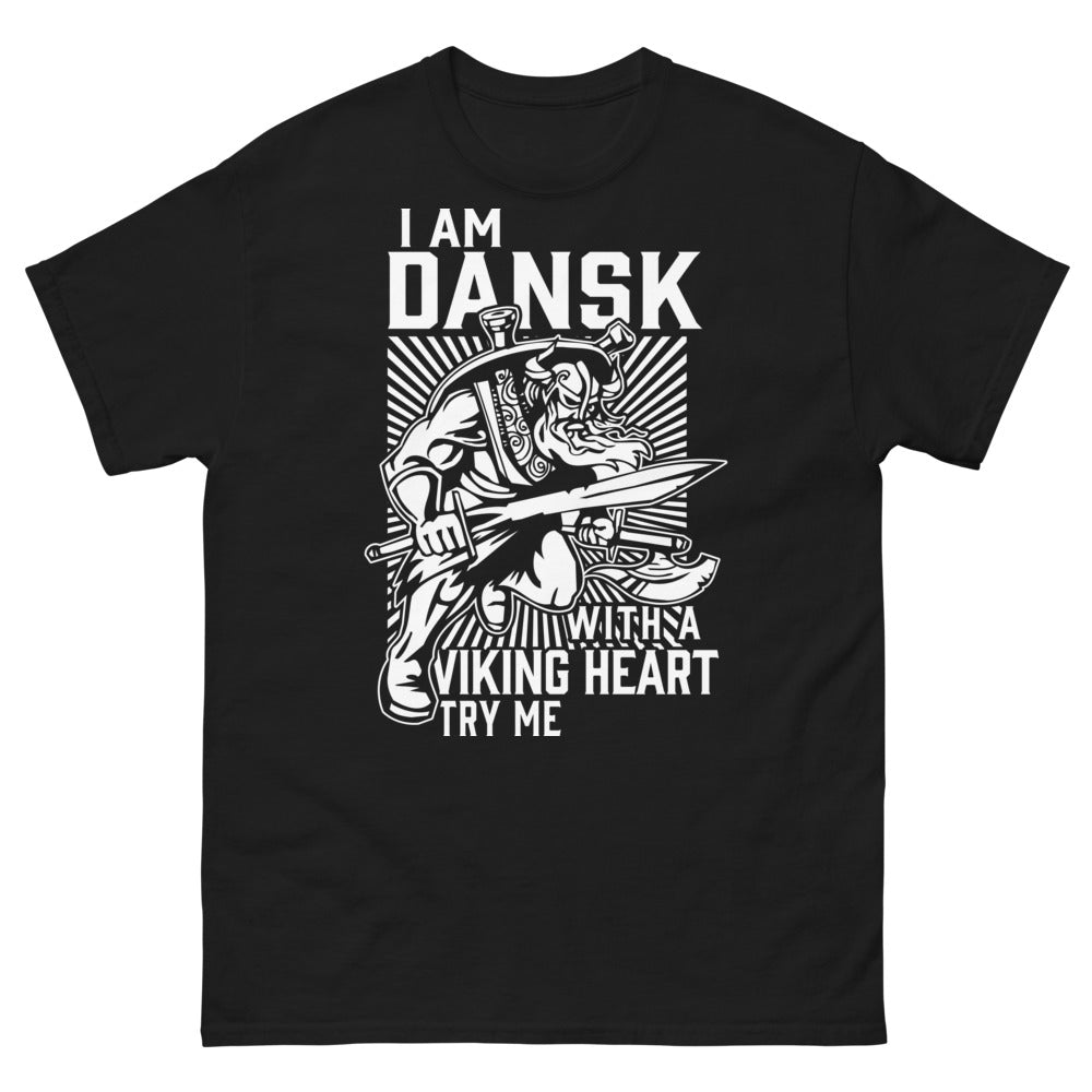 T-shirt Danemark noir - Danish with a Viking Heart, Try Me