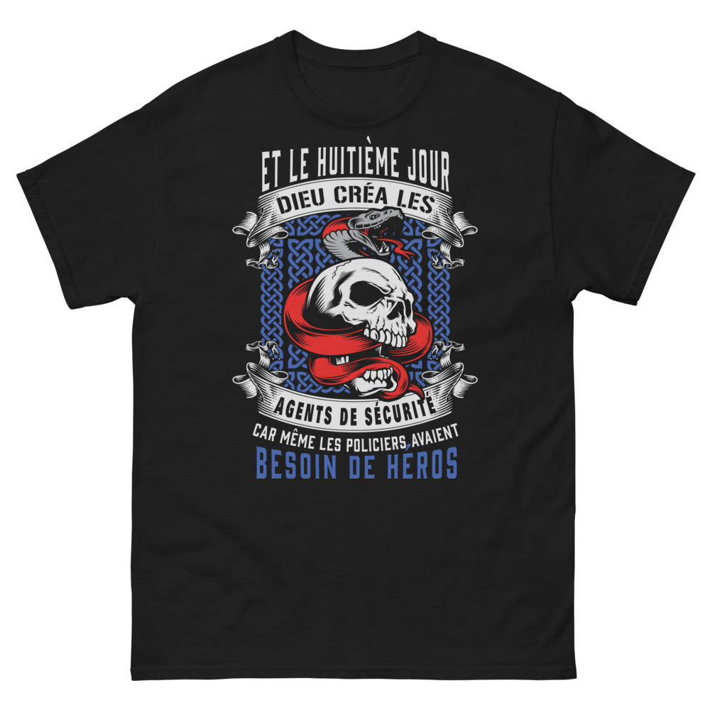 T-shirt Agents de sécurité noir - Dieu créa les agents de sécurité