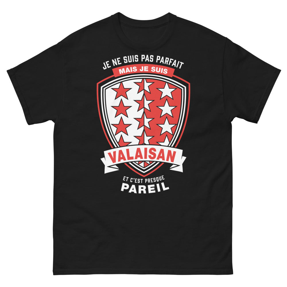 T-shirt Valaisan noir - Je ne suis pas parfait mais je suis Valaisan