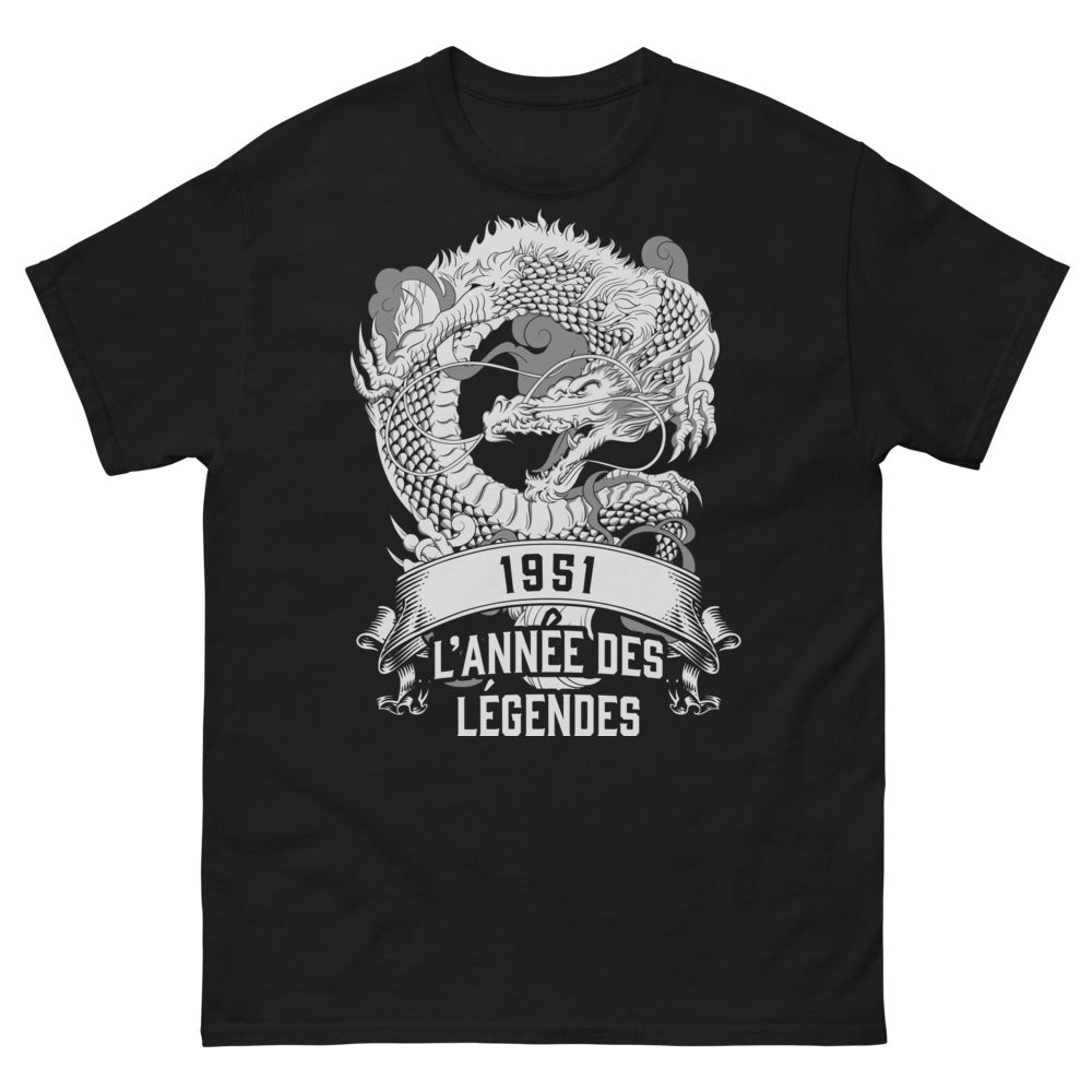 T-shirt 1951 Année des légendes noir - hommage nostalgique 1951