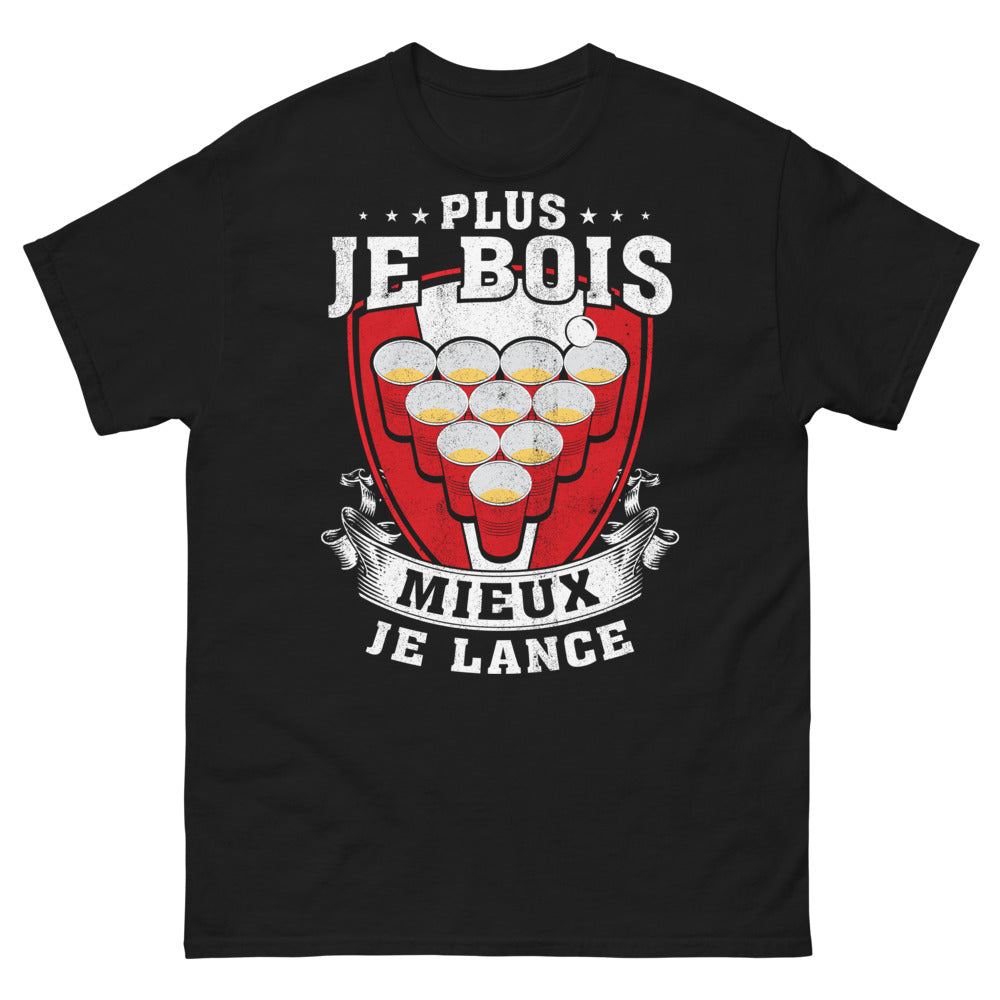 T-shirt Pétanque noir - Plus je bois, mieux je lance